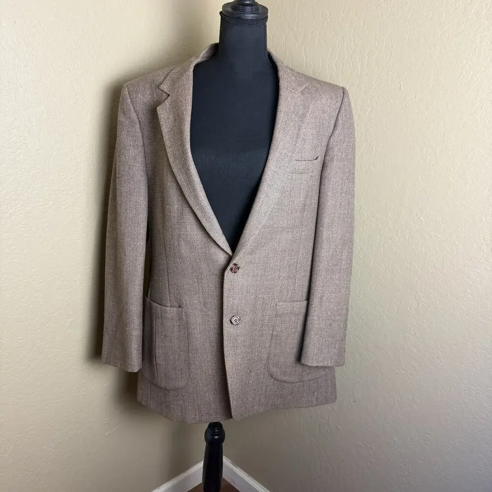Vintage Nino Cerruti Rue Royale Men's Brown Pure Wool Blazer Sport Coat USA